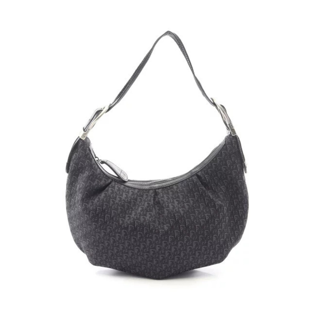 Christian Dior Oblique Shoulder Bag Canvas Leather Black